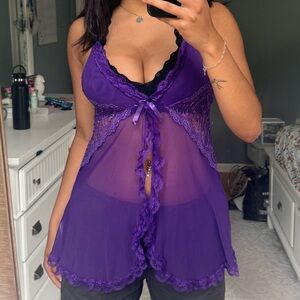 Elegant Purple Lace Babydoll